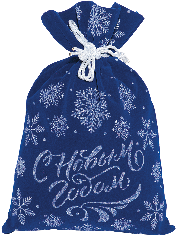 Мешочек Новогодние снежинки синий